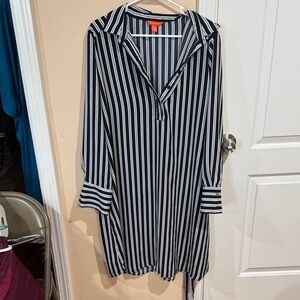 Joe Fresh Black and White Striped Long Sleeve Dress